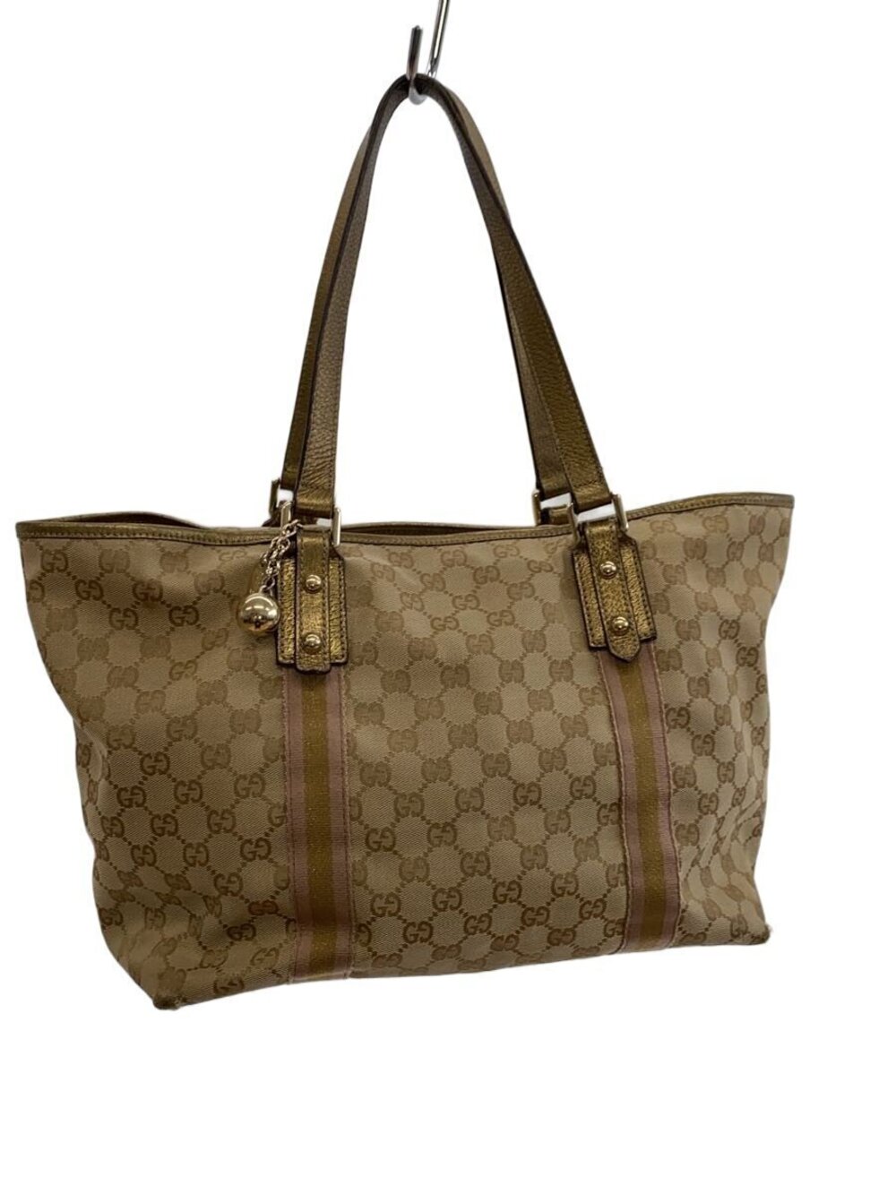 Gucci GG Canvas Jolicoeur Tote bag monogram metallic leather Brown